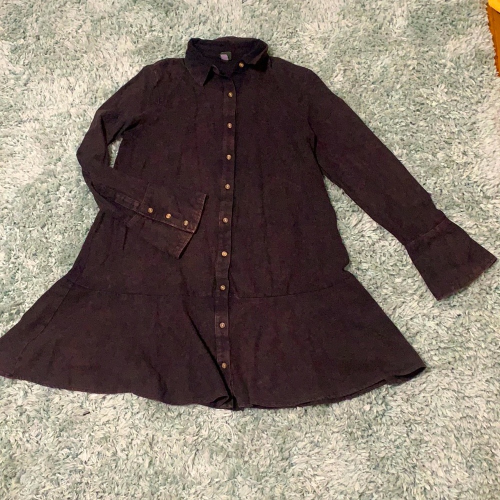 Black button up knee-high dress